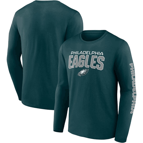 Men's Philadelphia Eagles Green Go the Distance Long Sleeve T-Shirt